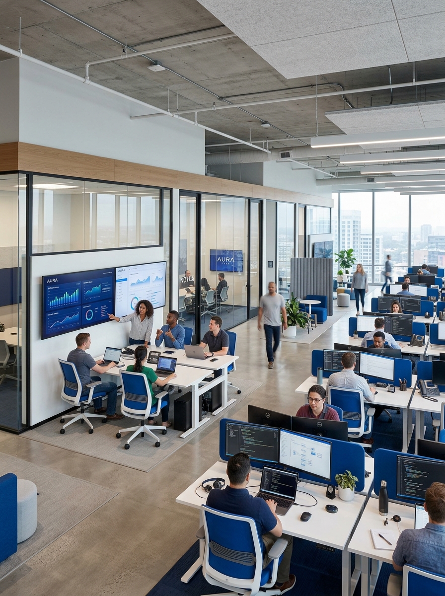Modern Hilderthorpe Global Solutions office with collaborative workspace