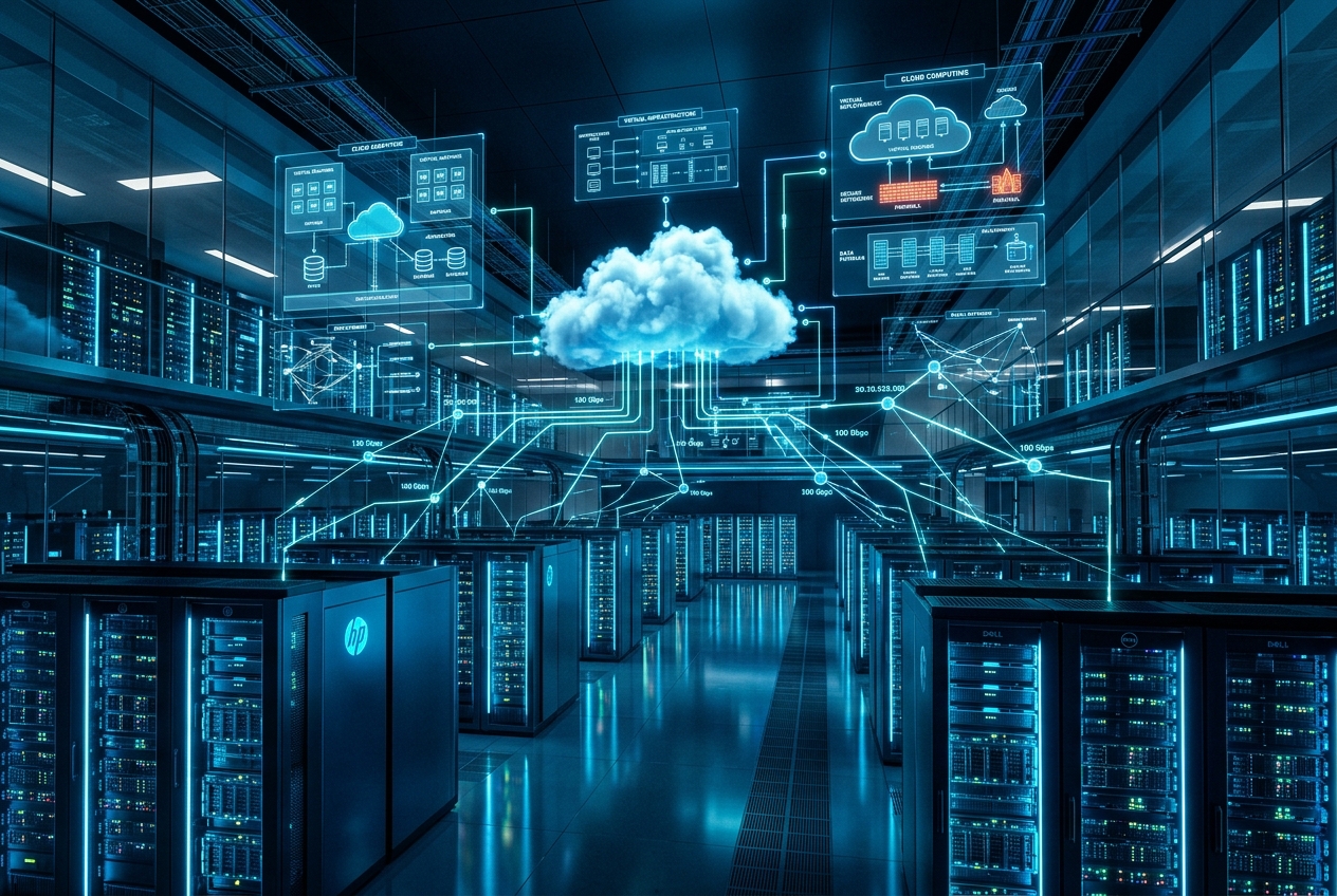 Cloud data center with server infrastructure and deployment